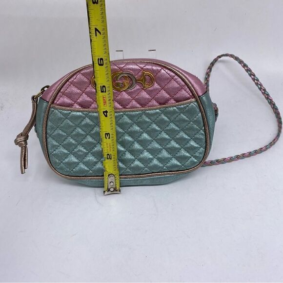 Gucci Women’s Quilted Laminated Calf Skin Multi Color Mini Crossbody Purse - Picture 4 of 6